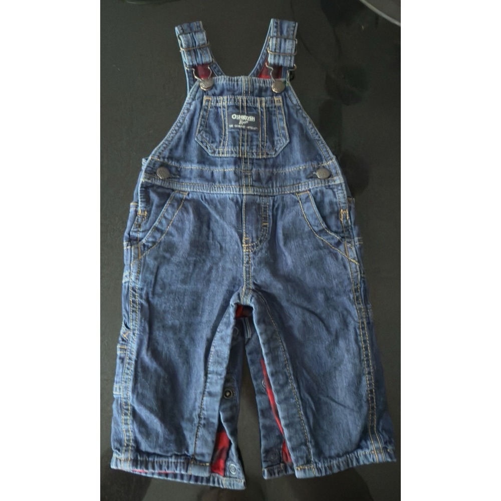 Osh Kosh Baby Flannel Lined Vestbak Overalls Buffalo Check Plaid Size‎ 6 Months